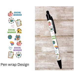 Social Worker themed black ink ballpoint refillable pen RSW pen Social work gift student pen graduation gift social worker appreciation gift