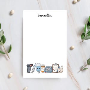 Personalized Pharmacy Themed Notepad, Custom Pharmacy Tech Planner, Healthcare Writing Pad, Dispensary Stationery, Desk Accessory Rx Notes
