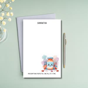 Personalized Pharmacy medication themed notepad non sticky back pharmacist pharmacy tech gift graduation notes stationery handmade notepads