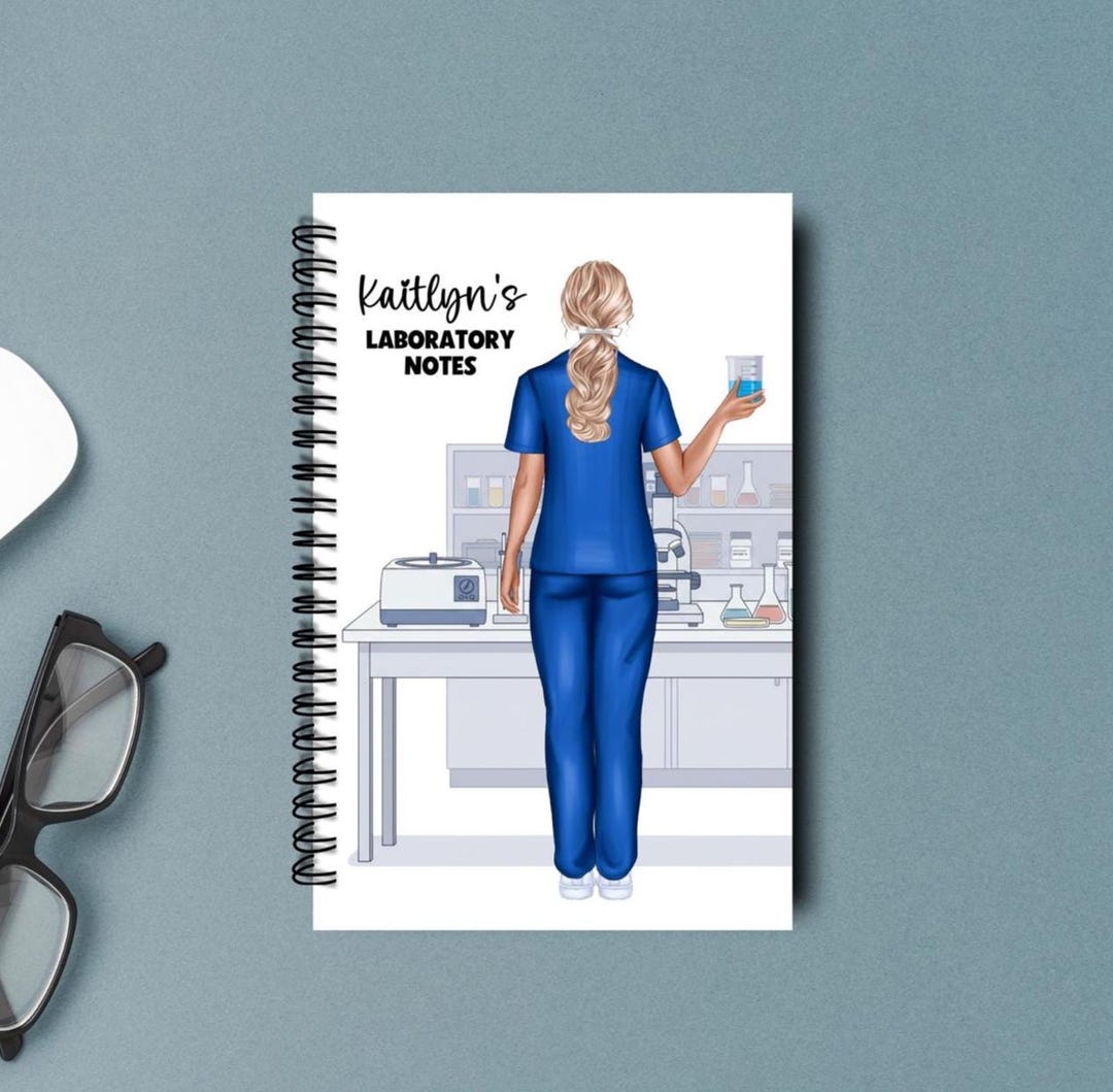 Cross Out Line Lab Notebook Personalized Laboratory Spiral Notebook, Custom Medical Lab Scientist ...