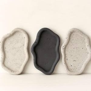 Texture Concrete Tray, Perfume Tray, Key Tray, Candle Tray, Vanity Tray, Catchall, Centerpiece Tray,Jewelry Tray,Concrete Decor, Oval Tray
