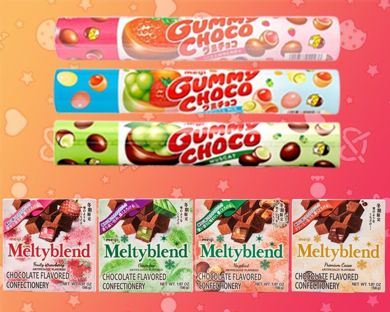 Japanese Chocolate Gummy Choco Covered Fruit Gummy Candy Meltyblend meltykiss Premium Chocolate