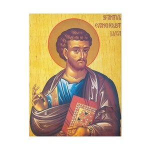 Arte em tela de ícone de São Lucas feita à mão - decoração de parede religiosa, presente cristão, arte sagrada, iconografia religiosa, ortodoxa