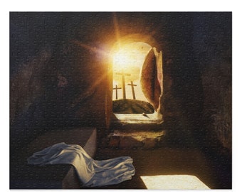 Puzzle di resurrezione della tomba vuota (120, 252, 500 pezzi), regalo cristiano, regalo cattolico, estetico, tradizionale, domenica di Pasqua