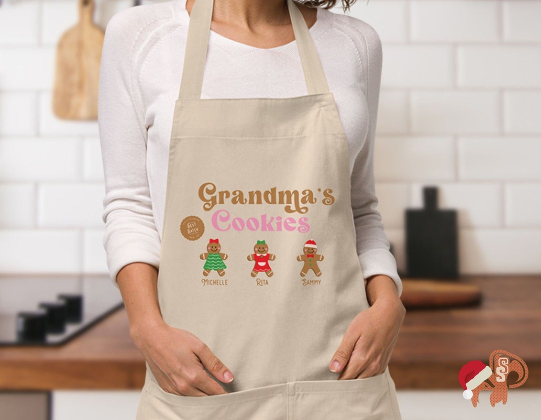 Personalized Grandma Apron With Grandkids Names Grandma Gift for Xmas ...