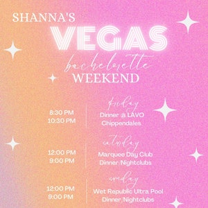 Vegas Bachelorette Itinerary Instant Download Link