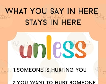 Wat je hier zegt, blijft hier, digitale print, Boho decor, vertrouwelijkheidshoofdpunten, klasposter, advieskantoorposter