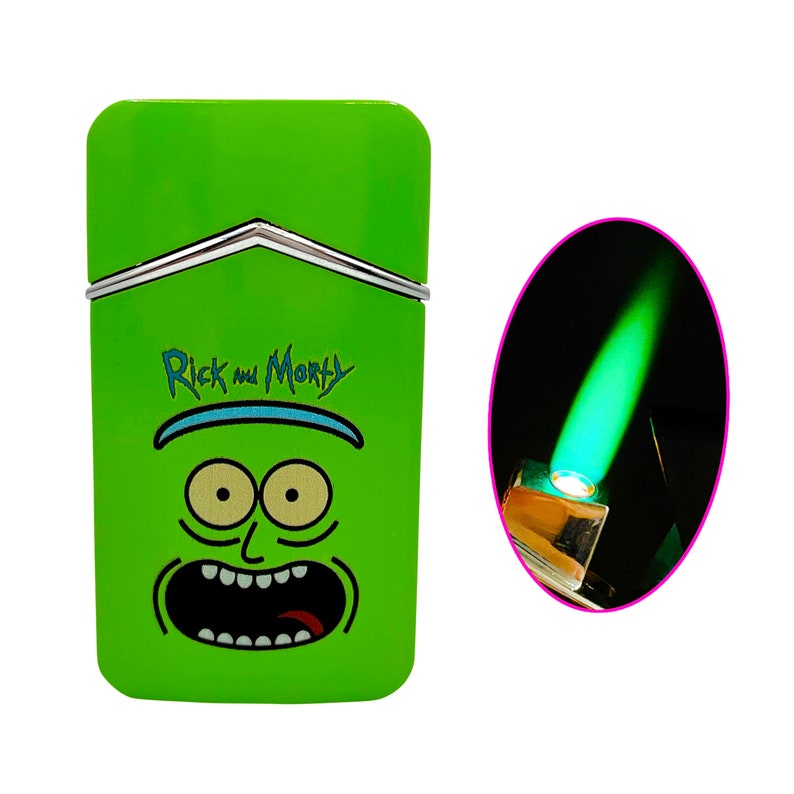 Pickle Rick Green Flame Refillable Butane Torch Lighter~ Cool Smoking Supplies 