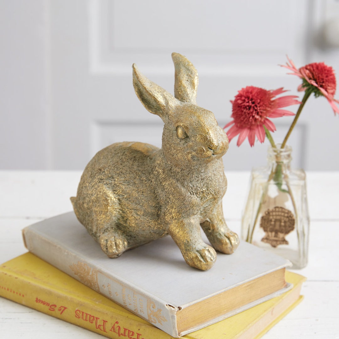 Gold Rabbit Statue Gold Bunny Statue Rabbit Figurine Etsy