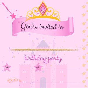 Princess birthday invite digital template