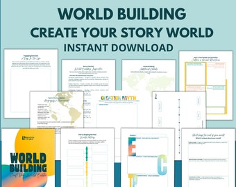 World Building für Autoren, Autoren-World-Gebäude Arbeitsblätter, druckbare World-Gebäude-Arbeitsmappe, Fantasy World Planer, World Statement