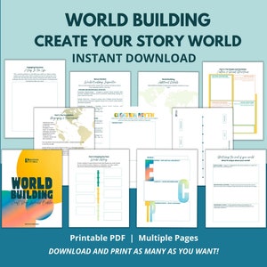 World Building for Writers, Author&#39;s World Building Worksheets, Printable World Building Workbook, Fantasy World Planner, World Builder