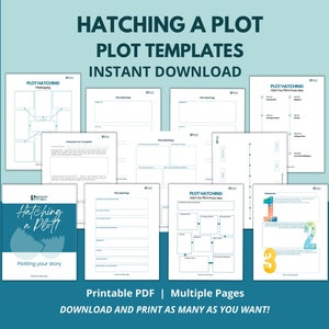 Op de afbeelding: Een set printbare PDF-plottemplates voor schrijvers. De templates zijn ontworpen om schrijvers te helpen hun plotideeën te ontwikkelen en hun verhalen te organiseren. De templates omvatten een verscheidenheid aan verschillende plotstructuren, waaronder een karakterboogtemplate, een plot-uitbroedtemplate en een plot-uitbroedtemplate in eenvoudige stappen. De templates zijn beschikbaar voor directe download en kunnen zo vaak als nodig worden afgedrukt.