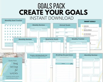 Goals Setting Template, Goal Tracking, Goals Planner, Writing Template, Goals Printable
