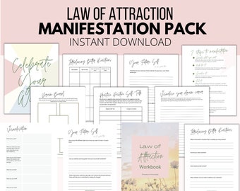 Law of Attraction Workbook, LOA Worksheets, Future Self Templates, Goals Planner, Manifestation Printables
