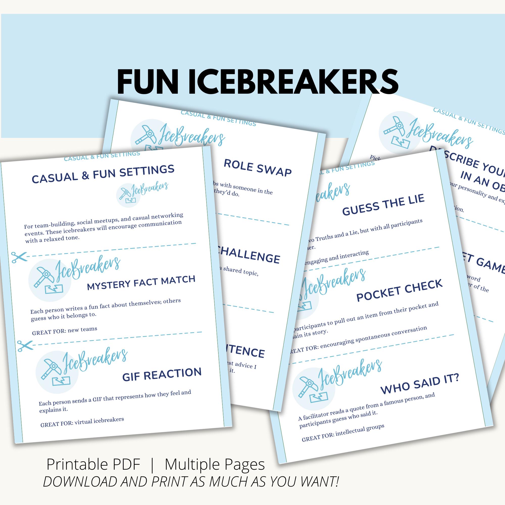 Icebreaker Games, Icebreaker Printable, Team Building Games, Fun Team