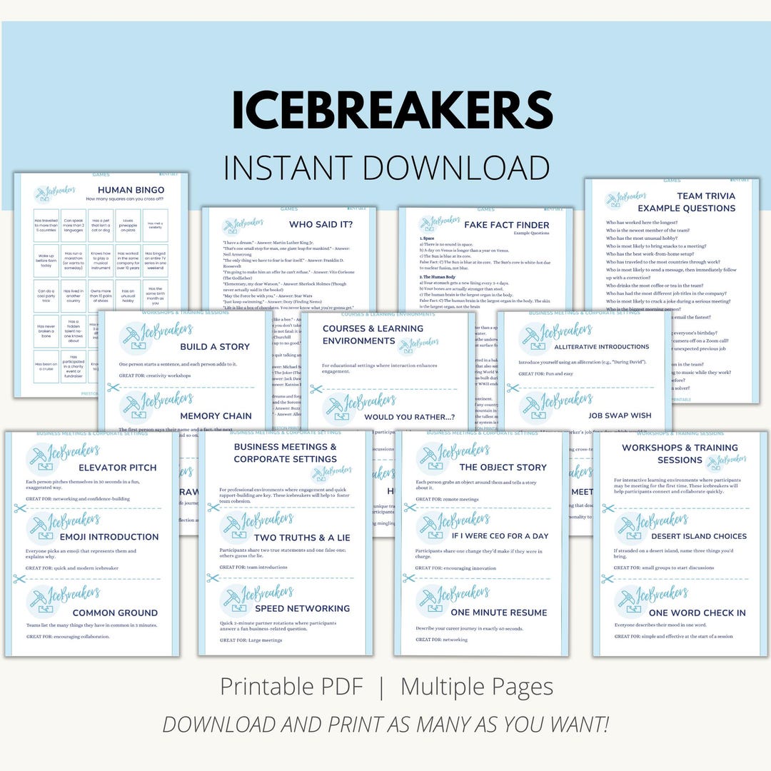 Icebreaker Games, Icebreaker Printable, Team Building Games, Fun Team ...