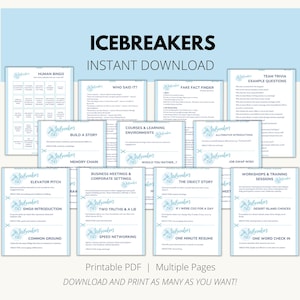Icebreaker games, Icebreaker printable, team building games, fun team games, party games, icebreaker activities, work event games