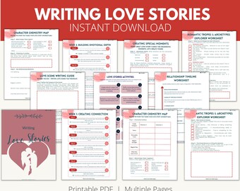 Writing Love Stories Workbook, Writing Romance Workbook, Writing Romance Worksheets, February Challenge, Love Stories, Tropes Worksheet