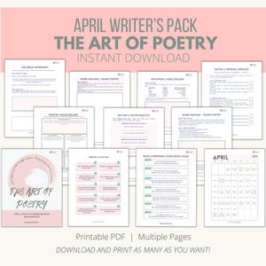 Quaderno di scrittura poetica, sfida poetica, guida poetica per principianti, sfida di scrittura di aprile, spunti di poesia giornalieri, impara a scrivere poesie