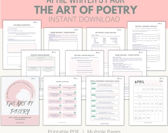 Werkboek poëzie schrijven, poëzie-uitdaging, poëziegids voor beginners, schrijfuitdaging april, dagelijkse poëzie-aanwijzingen, leer poëzie schrijven