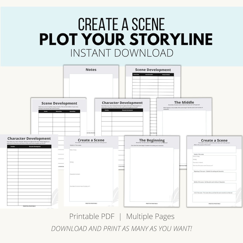 Create a Scene Template Plotting Scenes Template Developing Etsy