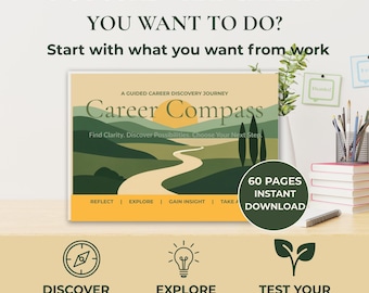 Career Exploration Workbook, Guided Career Discovery PDF (60 Pages)