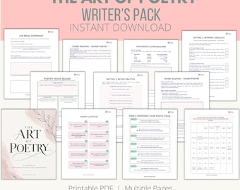 Poetry Writing Workbook, Poetry Challenge, Poetry Guide for Beginners, April Writing Challenge, Daily Poetry Prompts, Learn to write poetry