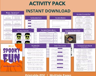 Halloween Aktivitätspaket, Halloween Homeschooling Paket, Halloween Schreibpaket, Halloween Printables, Mythen und Geschichten, Halloween-Fakten
