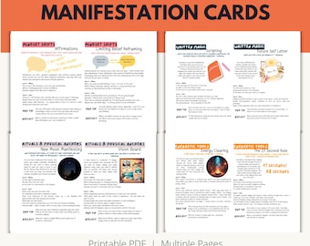 Manifestation Mindset Magic Cards, Printable Toolkit (Digitaler Download)