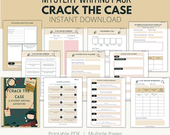 Mystery Writing Workbook, Detective Story Prompts, Creative Writing Pack (Digital Download)