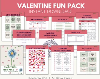Valentine Fun Pack, Pack für Kinder zum Valentinstag, Kids Valentinesty Pack, Kinderliebe Gutscheine, Valentine, würden Sie lieber