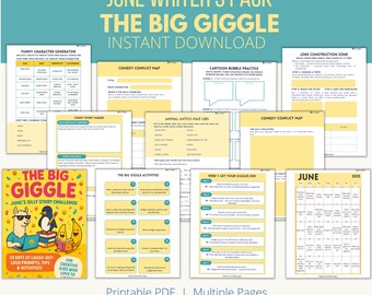 Kids Funny Writing Workbook, 30 Days of Silly Prompts & Joke Activities, June Humour Writing Challenge, Printable Creative Writing Pack