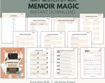 Memoir Magic Workbook, Schreiben Sie Ihre eigenen Memoiren, Memoiren schreiben, Arbeitsblätter schreiben, Vorlagen schreiben, Dialog üben, Anweisungen schreiben