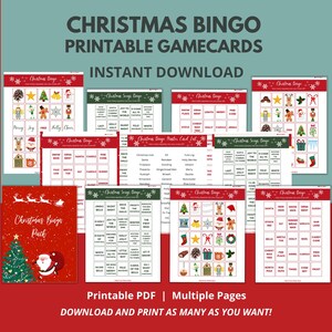 Christmas Bingo Gamecards, Bingo Gamecards, Printable Christmas Bingo Game, Family Friendly Christmas Bingo Printable, Christmas Family Game