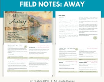 Field Notes: Away | Printable Travel Companion | Holiday Journal Prompts | Mindful Travel Activities | Vacation Reflection Cards