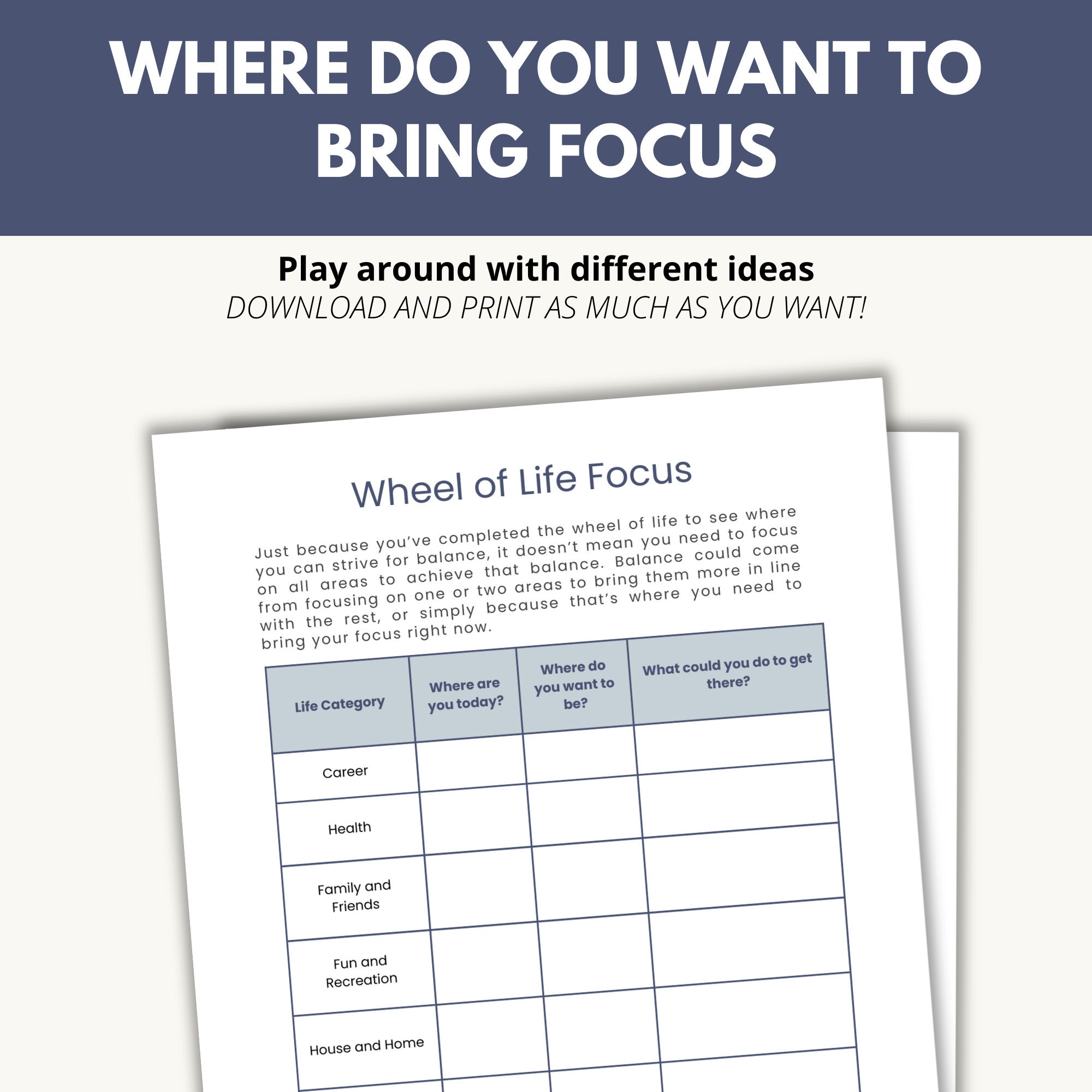 Wheel of Life Printable | Wheel of Life Template | Wheel of Life ...