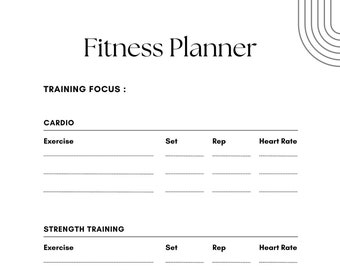 Fitness Planner, Fitness Tracker, Fitness Planning, 1 Page