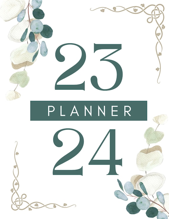 20232024 Planner Cover Page Floral 1 Page Etsy