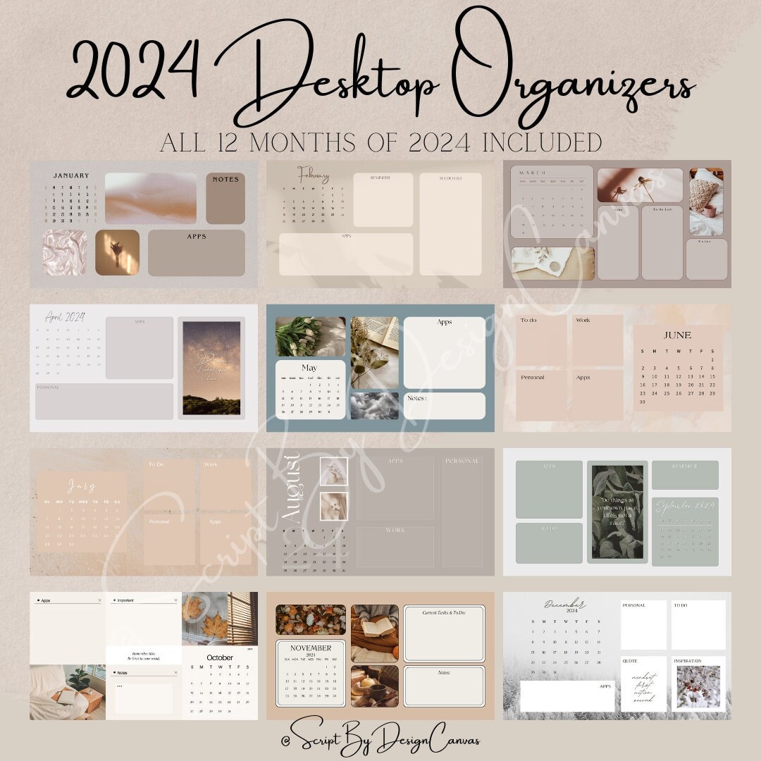 2024 Desktop Organizer Wallpaper January 2024-december 2024 Desktop  Wallpaper Monthly Calendar Computer Desktop Wallpaper Desktop 
