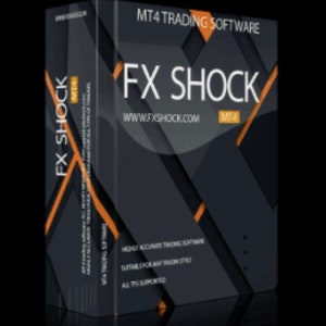 May include: Black and orange box with the text "FX SHOCK" and "MT4 TRADING SOFTWARE" on it. The box also has the website address "www.fxshock.com".