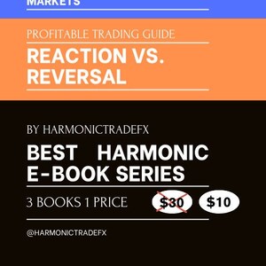 Può includere: Una grafica verde, blu e arancione con il testo "Profitable Trading Guide" e "Reaction vs. Reversal". La grafica include anche il testo "Best Harmonic E-Book Series" e "3 Books 1 Price 30€ 10€".