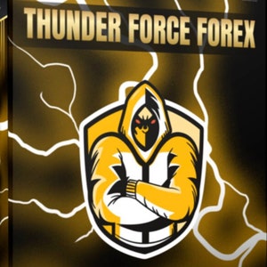 May include: A yellow and black graphic with a hooded figure with red eyes and crossed arms. The text "THUNDER FORCE FOREX" is at the top of the graphic. The text "FOR MT4 ONLY" and "SYSTEM INDICATOR" are at the bottom of the graphic.