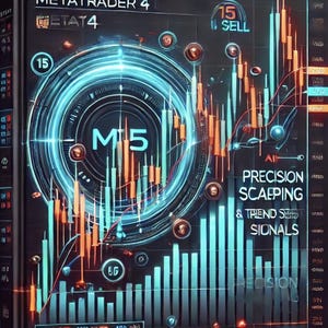 May include: A digital illustration of a trading platform with a blue and orange colour scheme. The image features a circular graphic with the text "M15" in the centre. The text "NO REPAINT M15" and "METATRADER 4" are at the top of the image. The text "BUY & SELL" is at the bottom of the image.