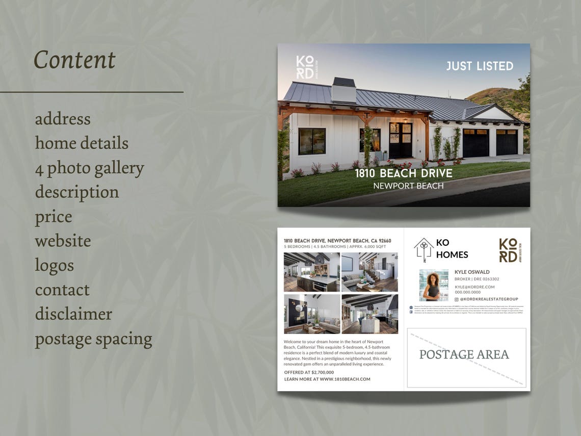 Real Estate Postcard Canva Template Property Mailer (5.5"x8.5") Etsy