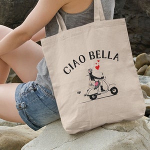 Italian Vespa Tote Bag: Ciao Bella Cotton Shopper