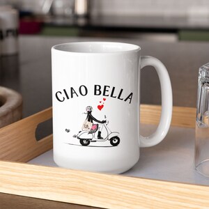 Italian Vespa Coffee Mug: Ciao Bella Scooter, Italy Travel Gift (15 oz)