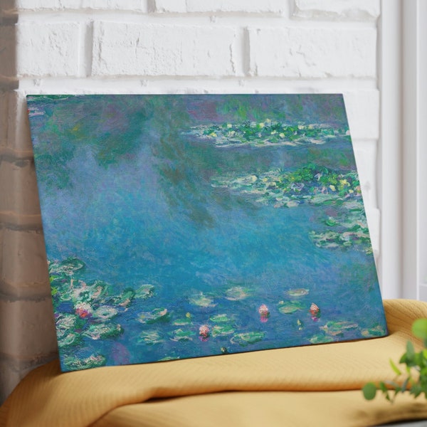 Glass Cutting Board, Blue Kitchen Accessories, Tempered Glass Chopping Board, Cheese Board, Serving Tray, Trivet, Water Lilies by Monet