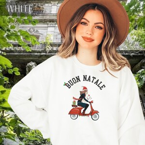 Italian Vespa Christmas Sweatshirt For Mom, Buon Natale Gift For Noona, Italian Vespa Christmas, Italian Girl Gift, Italian Scooter Gift