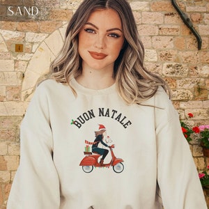 Italian Vespa Christmas Sweatshirt For Mom, Buon Natale Gift For Noona, Italian Vespa Christmas, Italian Girl Gift, Italian Scooter Gift